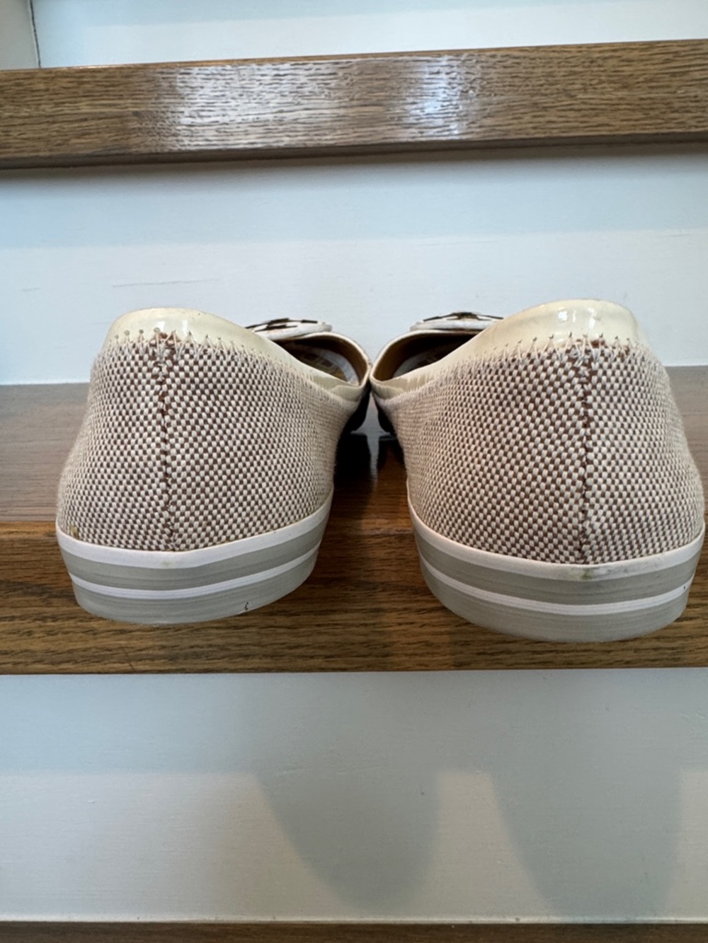Tory Burch Channing Beige Slip on Sneakers Ballet Flats Canvas Shoes Women 8.5M - Picture 5 of 12